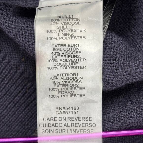 Karl Lagerfeld Paris Cardigan Sweater Size L Blue Sheer Front 3D Flowers - Picture 11 of 12